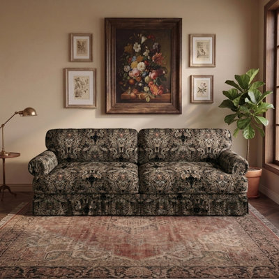 93.7" Mid-Century Cloud Couch with Rolled Arms, Pleated Skirt & 26.4" Deep Seat for Apartment & Office