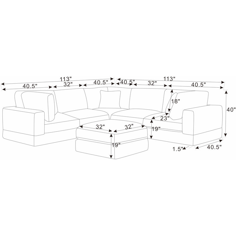 Cloud Haven Modular Sectional, Cream Corduroy