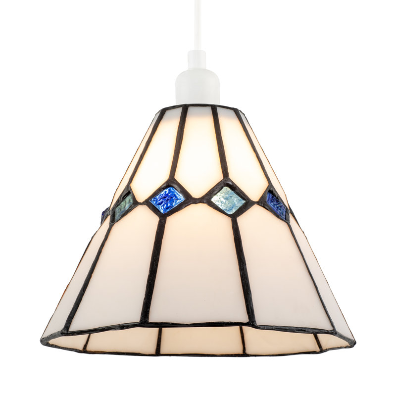 20cm H Glass Drum Pendant Shade ( No Direct Attachment Method ) in Blue