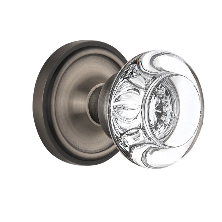 Classic Rosette with Round Clear Crystal Door Knob Nostalgic Warehouse 