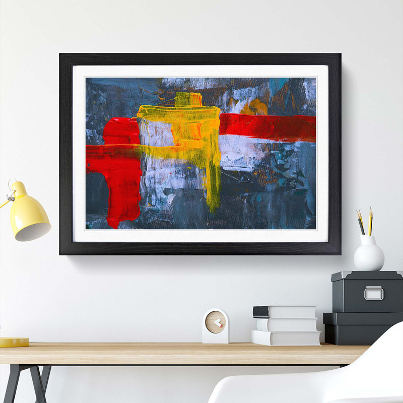 Abstract Art Painting Vol.320 by S.Johnson - Picture Frame Painting Print, 27cm H x 36cm W x 2cm D, Black Framed