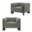 Upholstered Gray Chenille Modern Curved Arm Design Armchair With Solid Wood Legs-1807559599