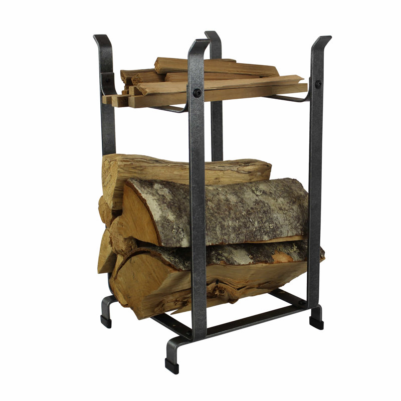 Handcrafted Modern Industrial Log Rack Hammered Steel