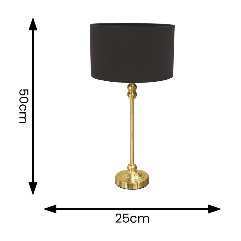 Reselva Metal Table Lamp, Gold Base/Charcoal Shade