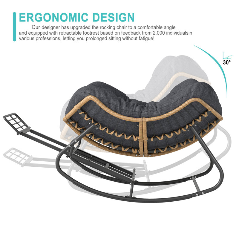 Weixel Wicker Rocking Chair With Cushion And Footrest