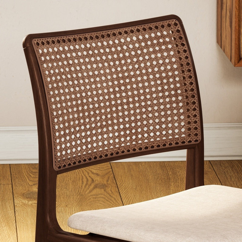 Modern Brazilian Charlotte Cane Side Chair, Nogal