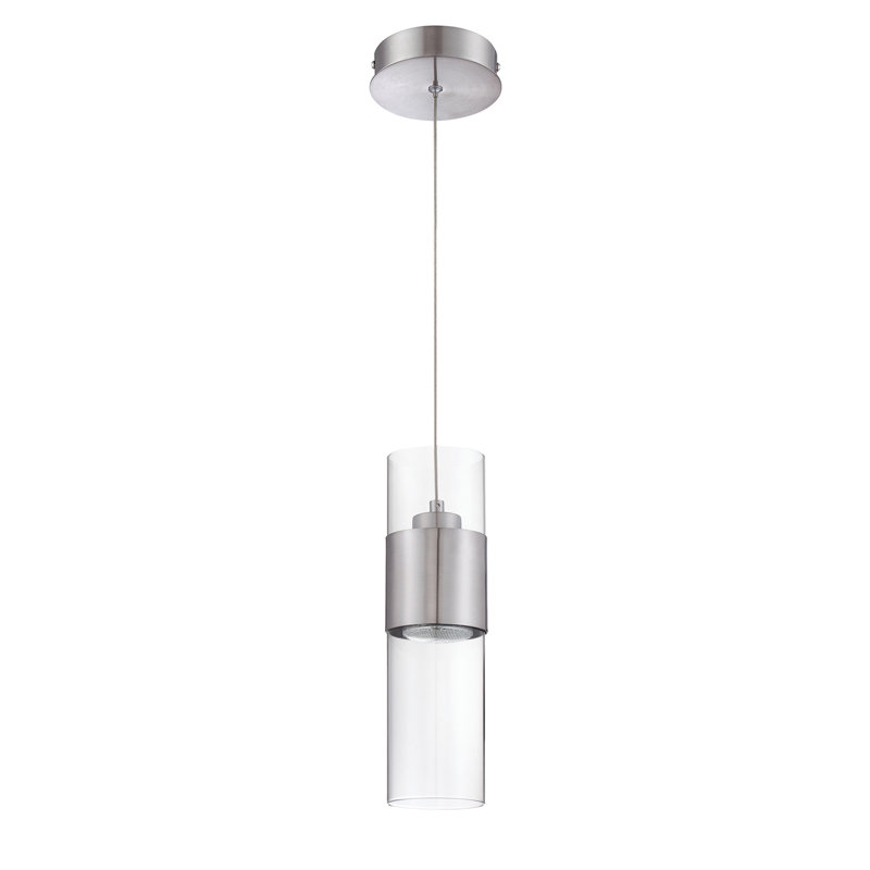 Luminaire suspendu cylindrique 1 lumière Dulcinée, H 11,5 po x l 5 po x P 5 po, Chrome