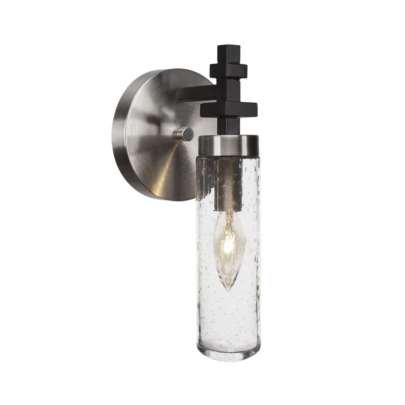 Salinda Wall Sconce, Clear Bubble, Matte Black/Brushed Nickel