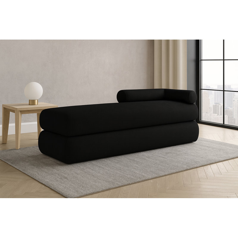 Banc rembourré en chenille Kennedy, Tissu chenille noir