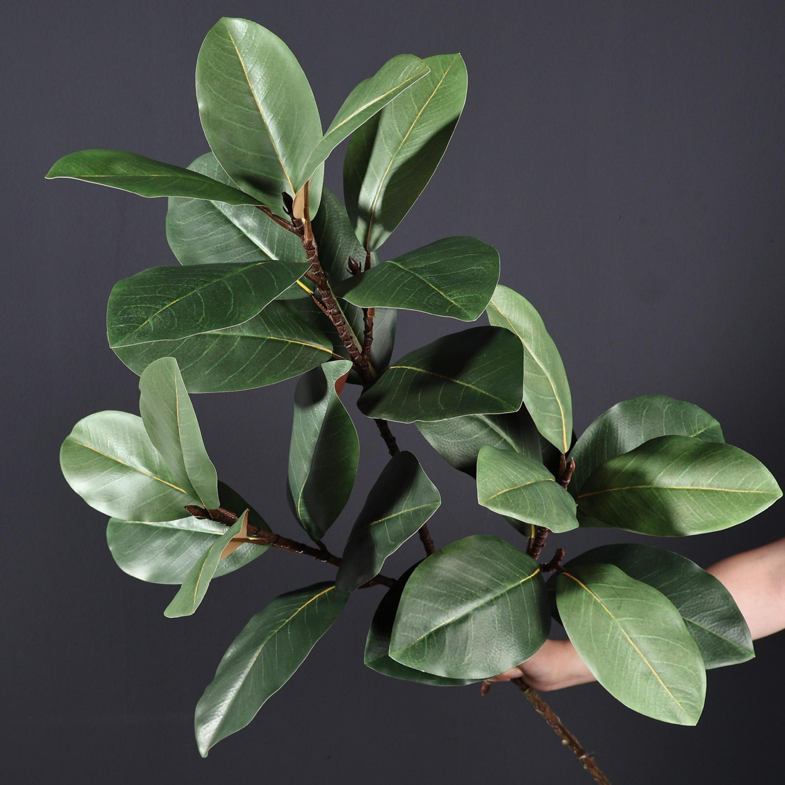 Artificial Green Magnolia Leaf Spray For Vase Filler, Faux Magnolia Branch Stem For Table Centerpiece Decor, Green