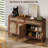 Sideboard Buffet Cabinet With Rattan Doors, Kitchen Storage Cabinet With Drawers And Adjustable Shelves For Dining Living Room, Walnut