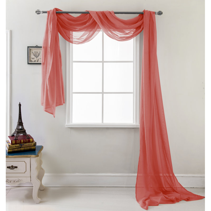 Rideau en contour de fenêtre transparent Brannon, Rouge