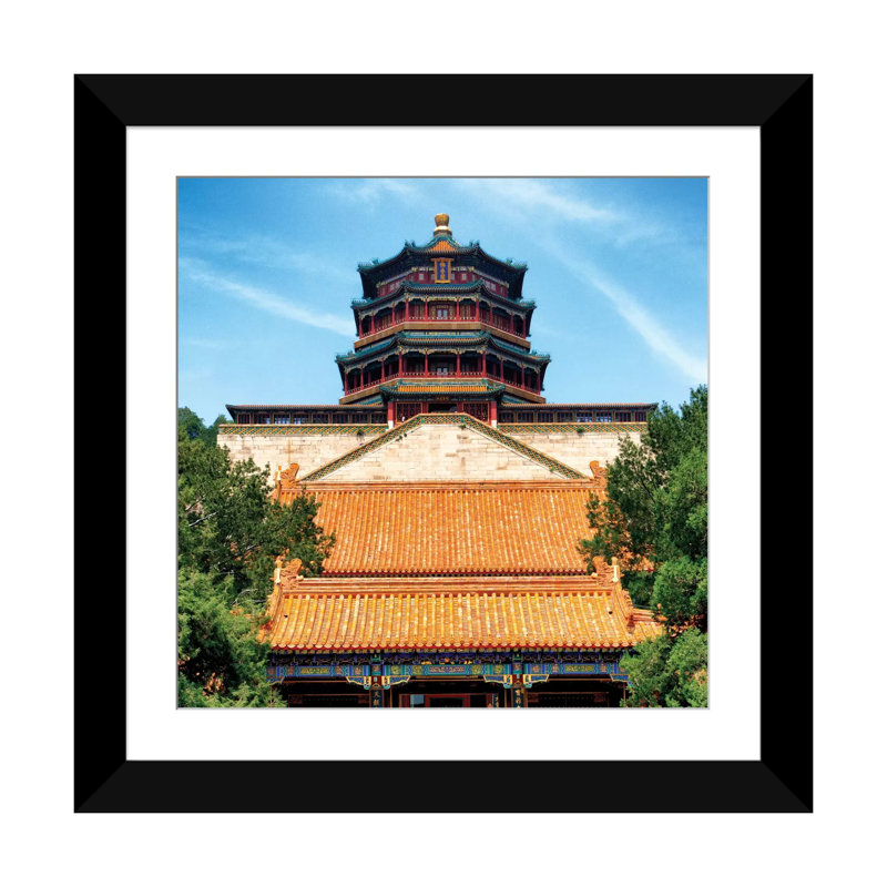 « summer palace i », reproduction de photo sur toile tendue, Blanc, Papier beaux-arts encadré noir
