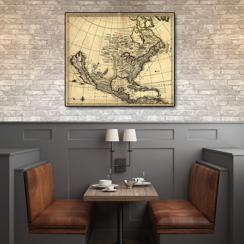 24, X 28 po, carte de l'Amérique du Nord, affiche rétro C1685