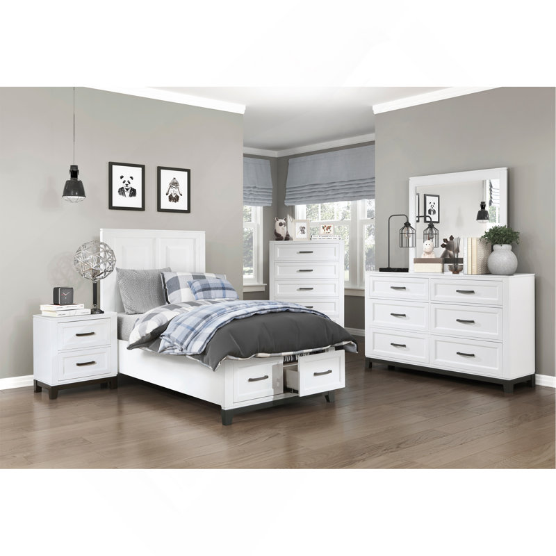 Table de chevet avec 2 tiroirs de rangement et meubles de chambre à coucher en bois 1pc, Blanc