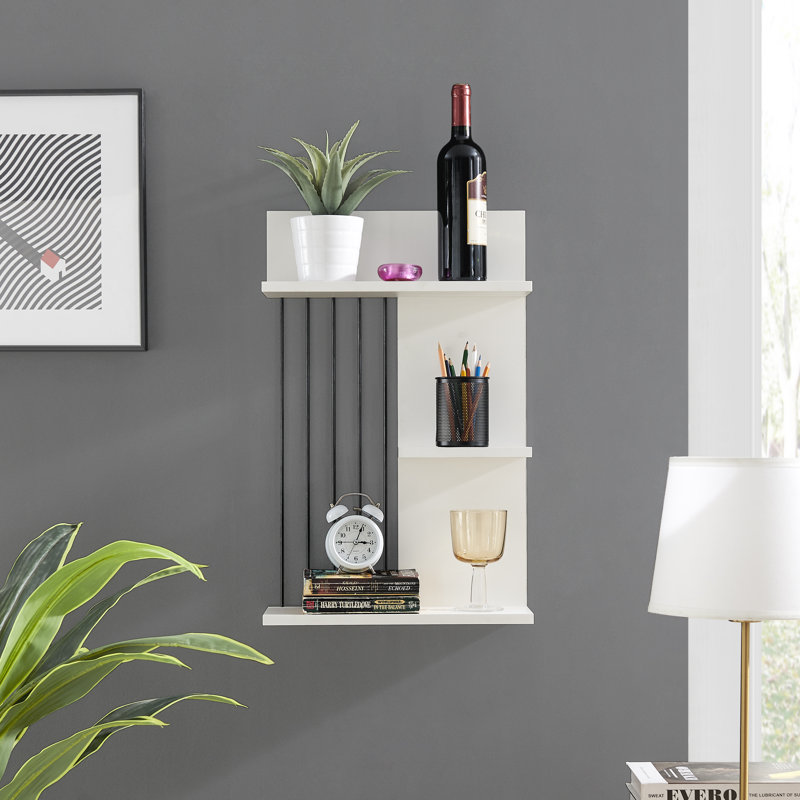 Badiah 3-Level Tiered Shelf Unit, White/Black