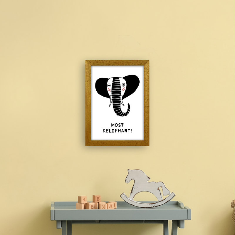 Elephant by Miniofmine - Print, 34cm H x 25cm W x 3cm D, Brown Framed