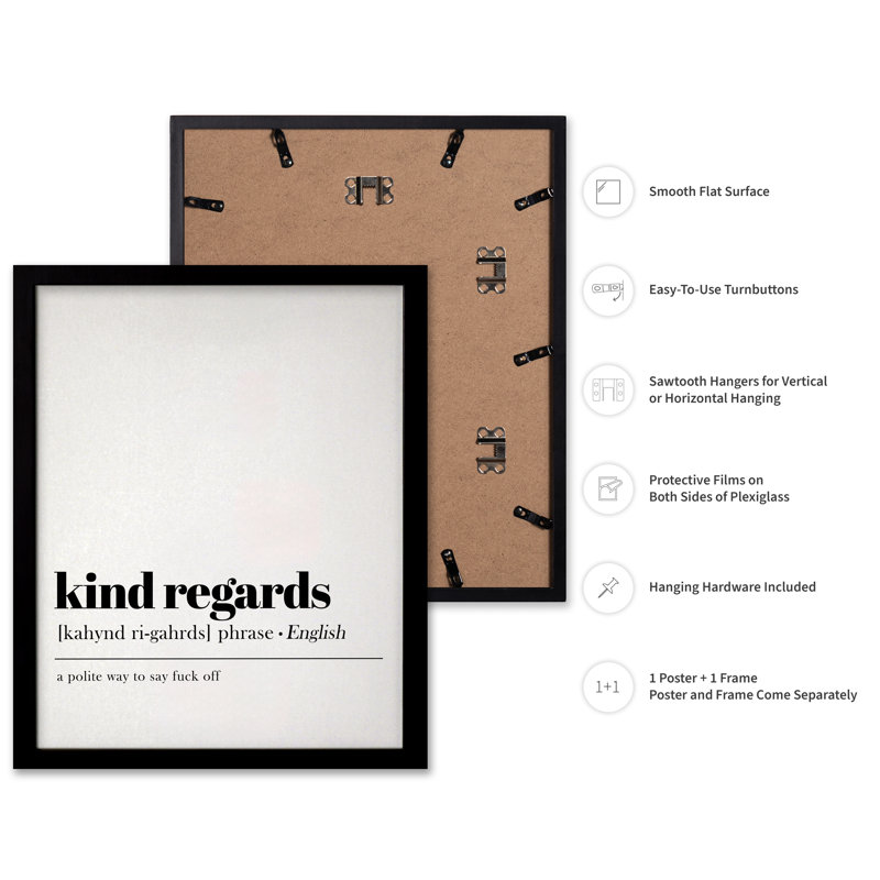 Définition de «Kind Regards», Cadre noir, Affiche, H 18 po x l 24 po