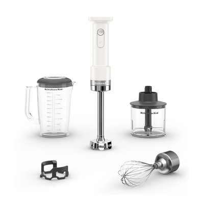 Mélangeur à main sans fil avec pichet, fouet et hachoir KitchenAid Go® - pile vendue séparément - blanc porcelaine