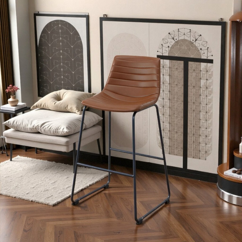 Ensemble de 2 tabourets de bar en cuir synthétique Tor Lawrence, Brun