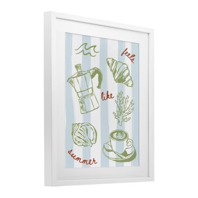 «Feels Like Summer on Stripes», impression sous verre encadrée, design par The Prints Vibe