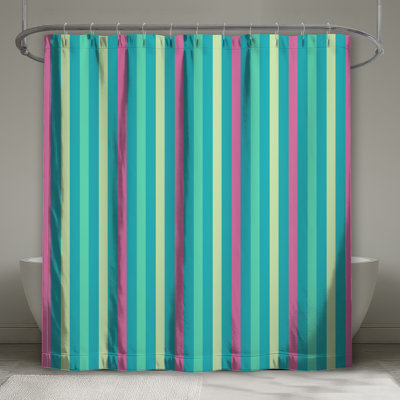 Pink Blue Striped Shower Curtains Extra Long
