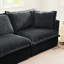 Lit gris à 3 places en velours côtelé avec repose-pieds, coussins confortables en mousse haute densité, coutures sophistiquées naturelles, combinaisons flexibles, housses amovibles de qualité, doux respirant