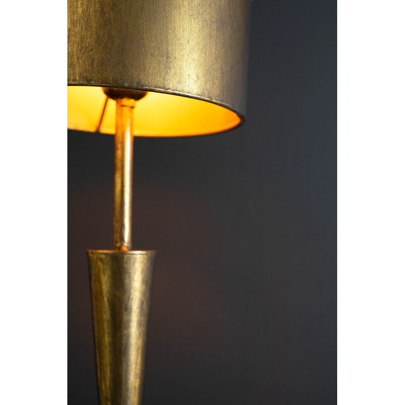 kalalou Antique Gold Table Lamp with Metal Barrel Shade – 40 Inch Tall Modern Lighting