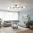 Floridor 6-Light Black and Gold Modern Sputnik Semi Flush Mount Mini  Chandelier