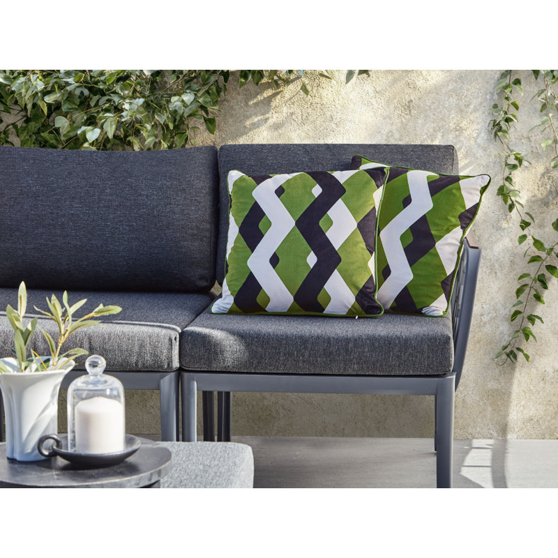 Set of 2 Outdoor Cushions SWAY Geometric Pattern Multicolour, Square 45cmH x 45cmW