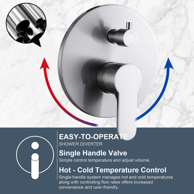 12" Brushed Nickel Wall Mounted Rain Shower System