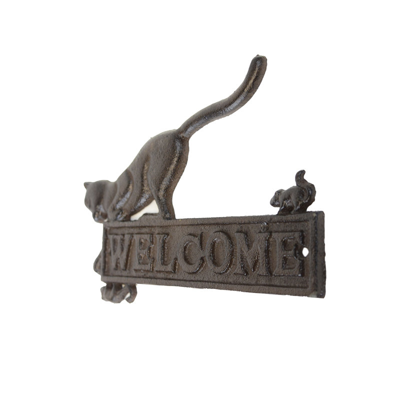 Panneau de bienvenue «Welcome Cat Mouse», ferme rustique, porte d'entrée, porche, maison de campagne