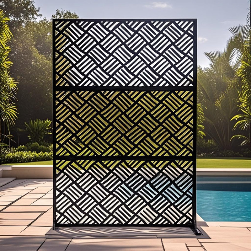 Ensemble de 3 écrans d'intimité 72 po x 47 po, cloison de séparation autoportante en métal pour patio, balcon et jardin