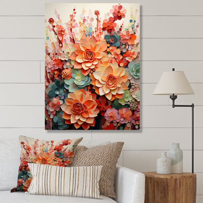 «Ingleview Orange Pink Succulents Flowers I», reproduction sur toile