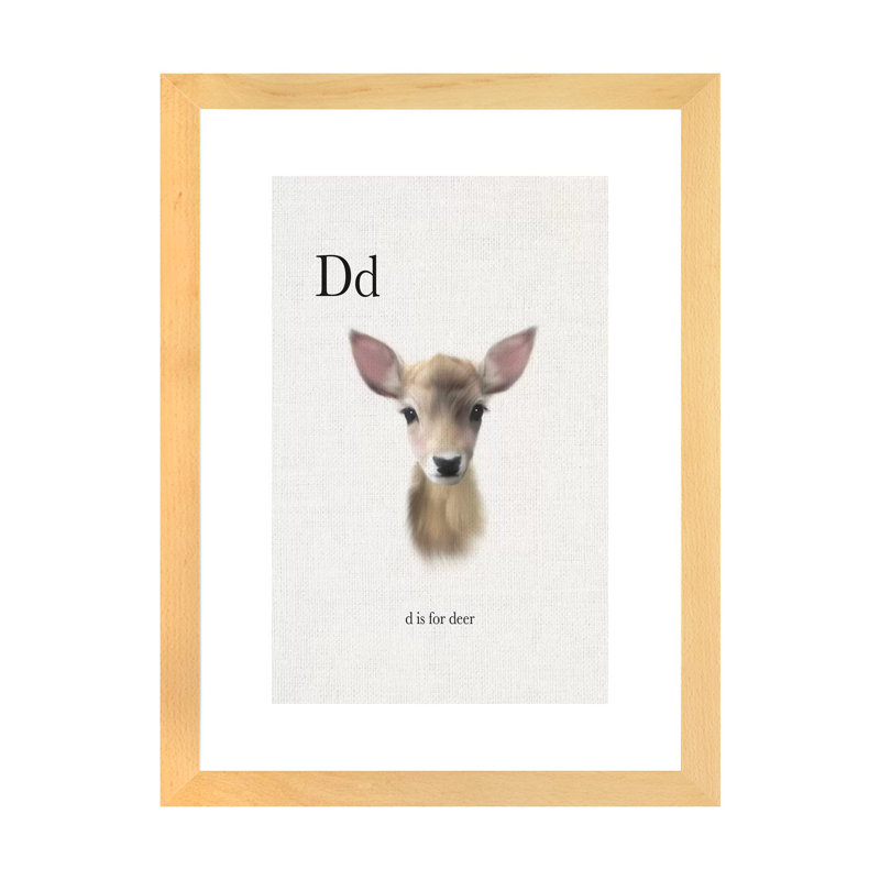 Décoration murale pour enfants «D Is For Deer», H 32 po x l 24 po x P 1 po, Papier encadré naturel