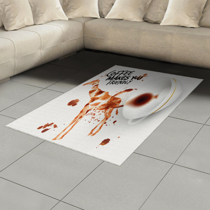 Coffee Art High Density Long Fiber Poly Threads Decorative Area Rug Carpet, Rectangle 4' x 5'8"