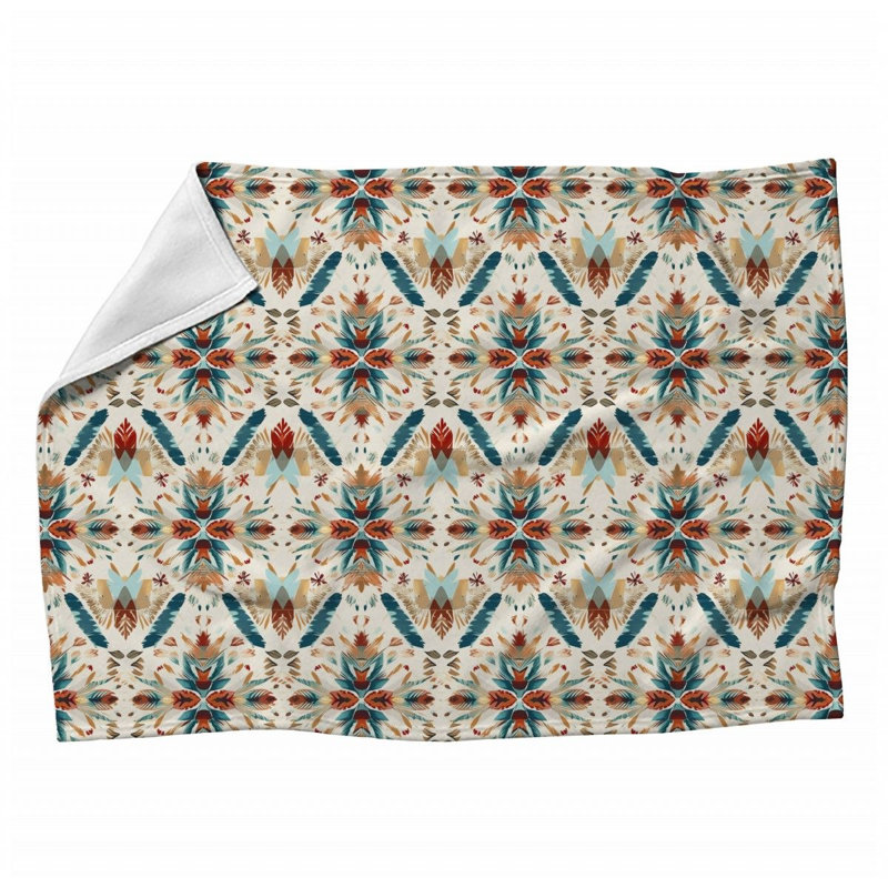 Machine Printed Throw Blanket, 60" L x 50" W, Geometric, Multicolor Yellow/Orange