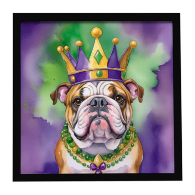 «English Bulldog King of Mardi Gras», reproduction d'art encadrée