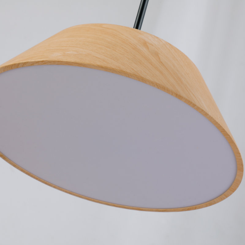 1-Light 15.7" Wide Modern Scandinavian-Style Wood-Like Pendant Lamp with Lamp Shade diffuser, Wood Grain