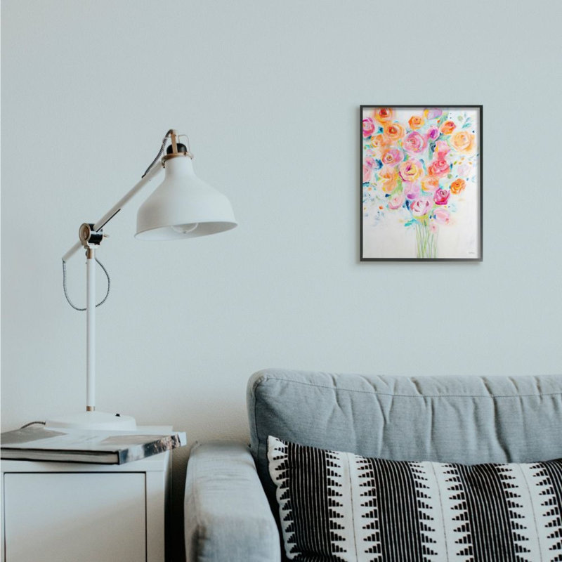 Pétales de printemps en forme de fleurs de printemps, impression d’art graphique, Giclée encadrée noir minuit