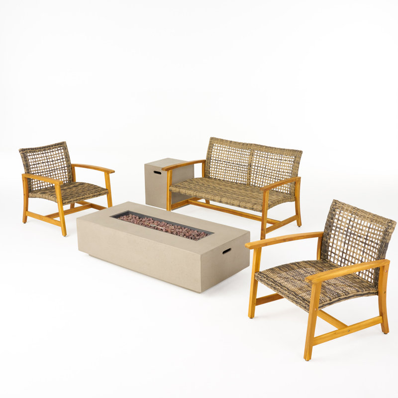 Cascante 4 - Person Patio Conversation Set, Natural