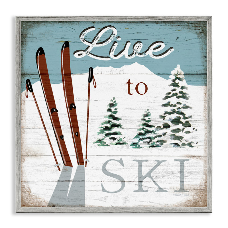 «Live To Ski», art nautique rustique par Elizabeth Tyndall, H 12 po x l 12 po, Estampe numérique Farmhouse