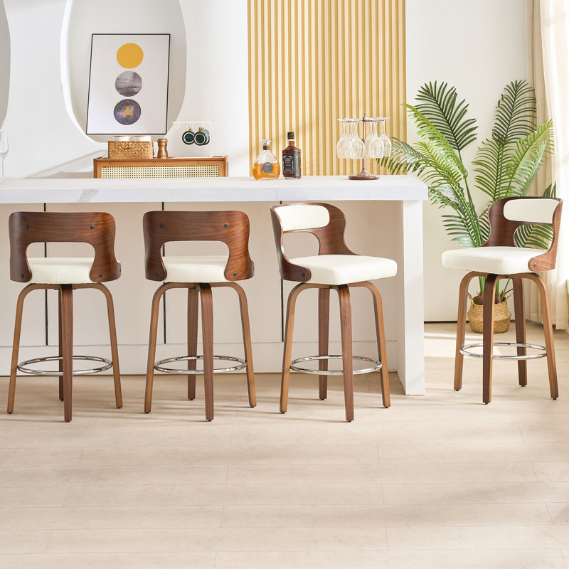 Tabouret de bar et de comptoir pivotant en similicuir, Blanc