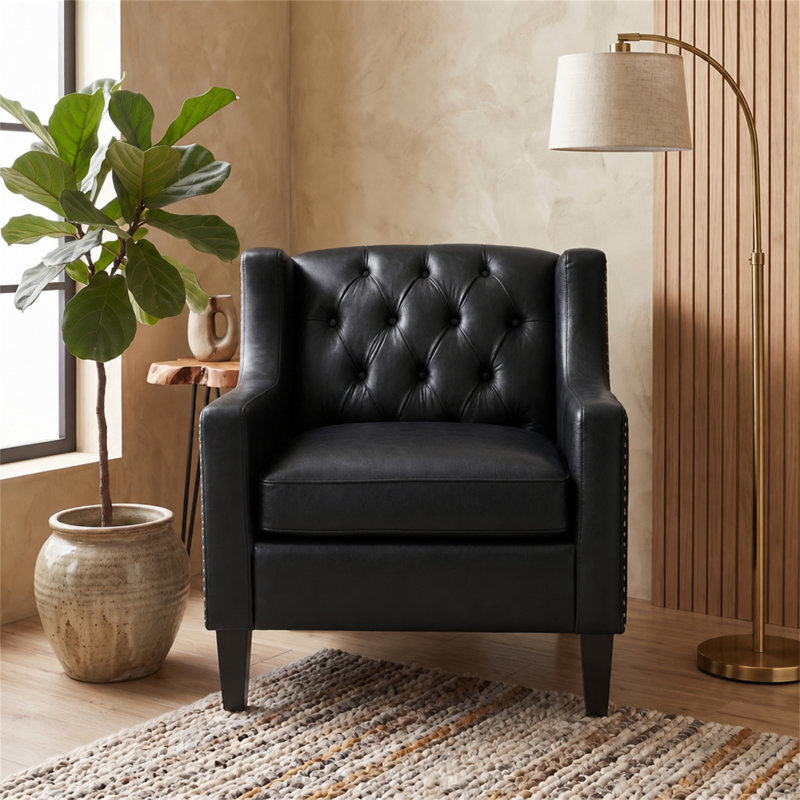 Fauteuil d'appoint en similicuir noir