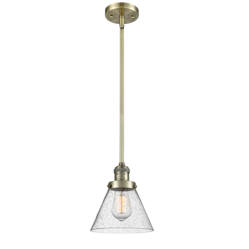 Mosley 1 - Light Single Pendant, Seedy, 6 Watt Vinage LED Bulb, Antique Brass