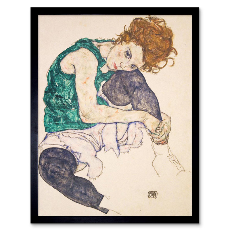 Egon Schiele Seated Woman Legs Drawn Up Adele Herms Painting by Egon Schiele - Single Picture Frame Art Prints