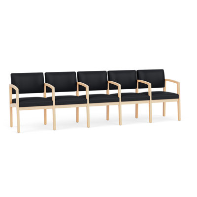 Lenox Wood Waiting Reception 5 Seat Tandem Seating Wood Frame