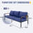Outdoor Light Brown Wicker 3-Seat Sofa in Steel Frame with Cushions-2103039909