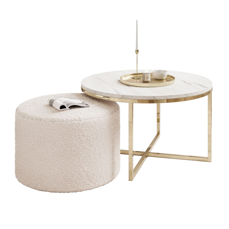 Kaulton Coffee Table, Marble colours, Gold chrome/Marble Levanto/Beige