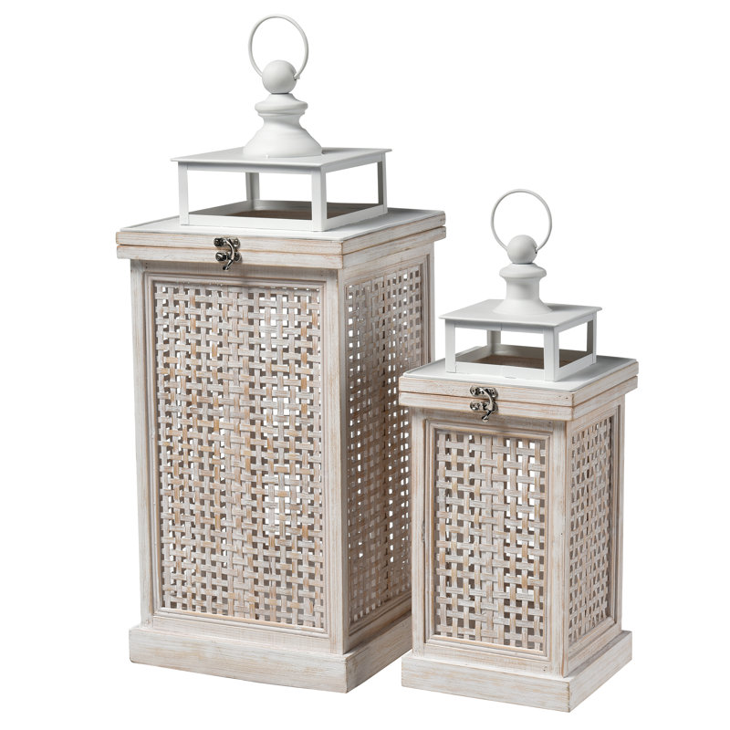 Ensemble de 2 lanternes Paley - blanc vieilli